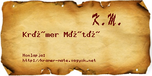 Krámer Máté névjegykártya