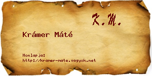 Krámer Máté névjegykártya
